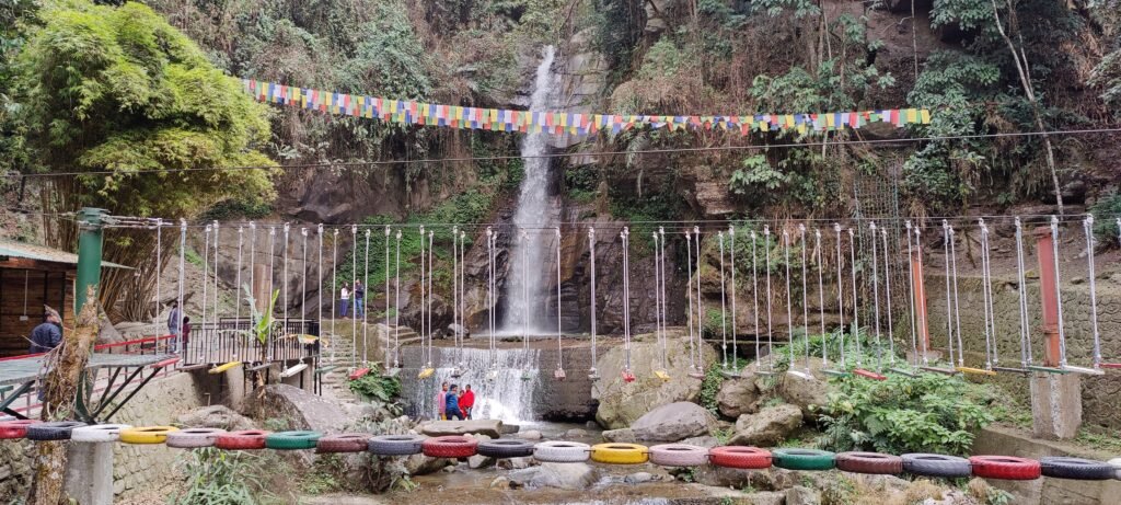 High rope walking at Banjhakri Falls