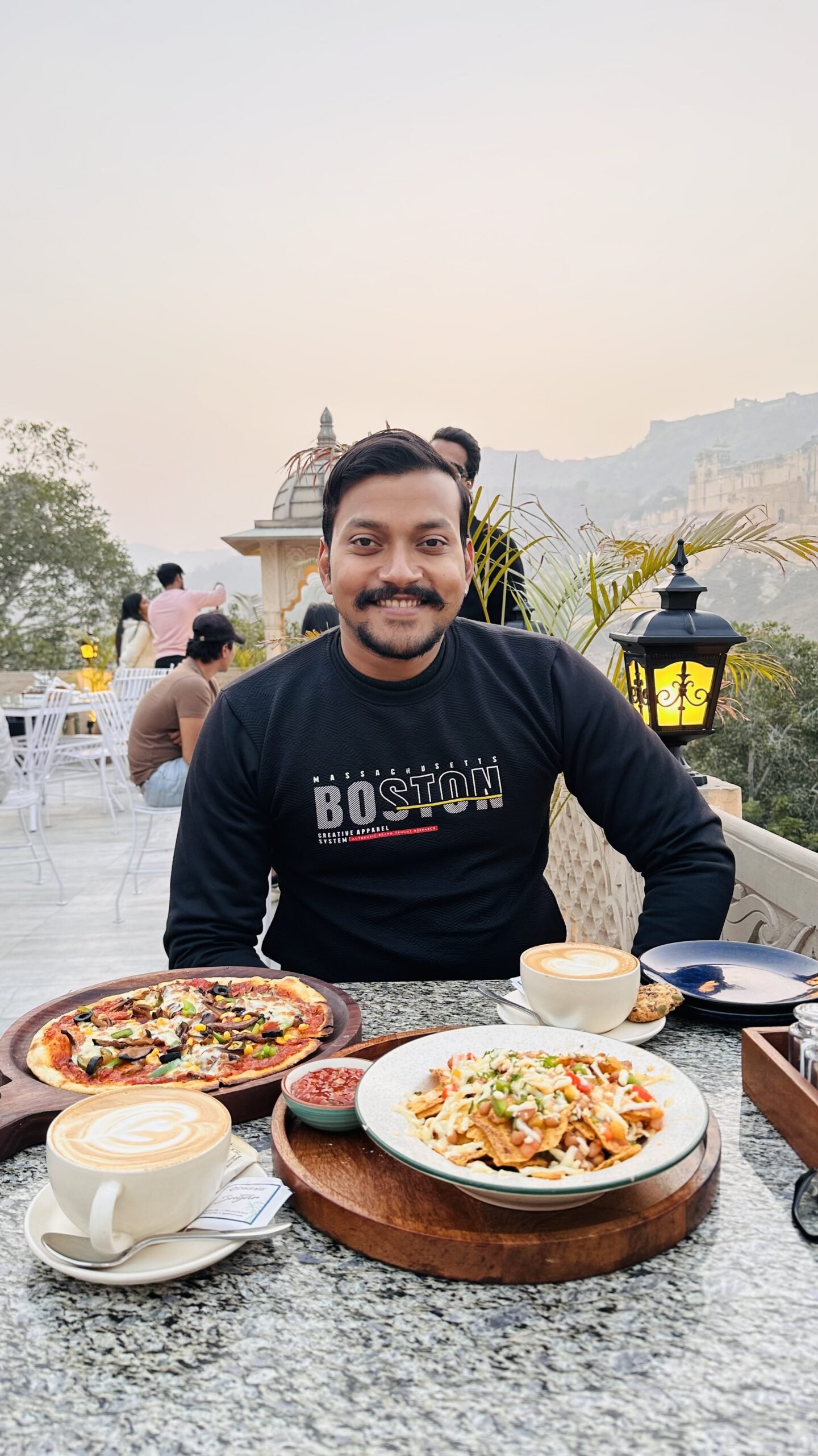 Eating supper at Garh Cafe Jaipur